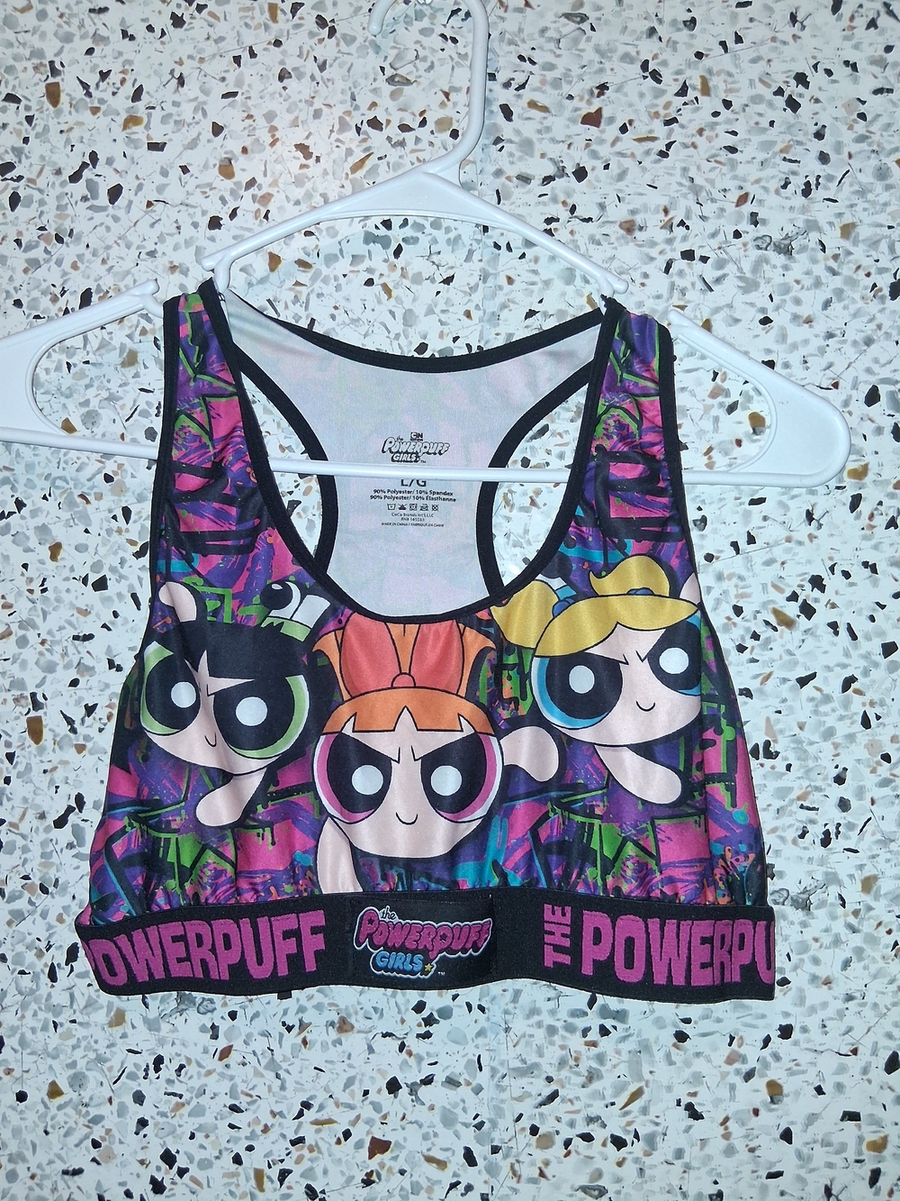 Powerpuff Girls Sports Bra Size Large Multicolored No Padding Wireless